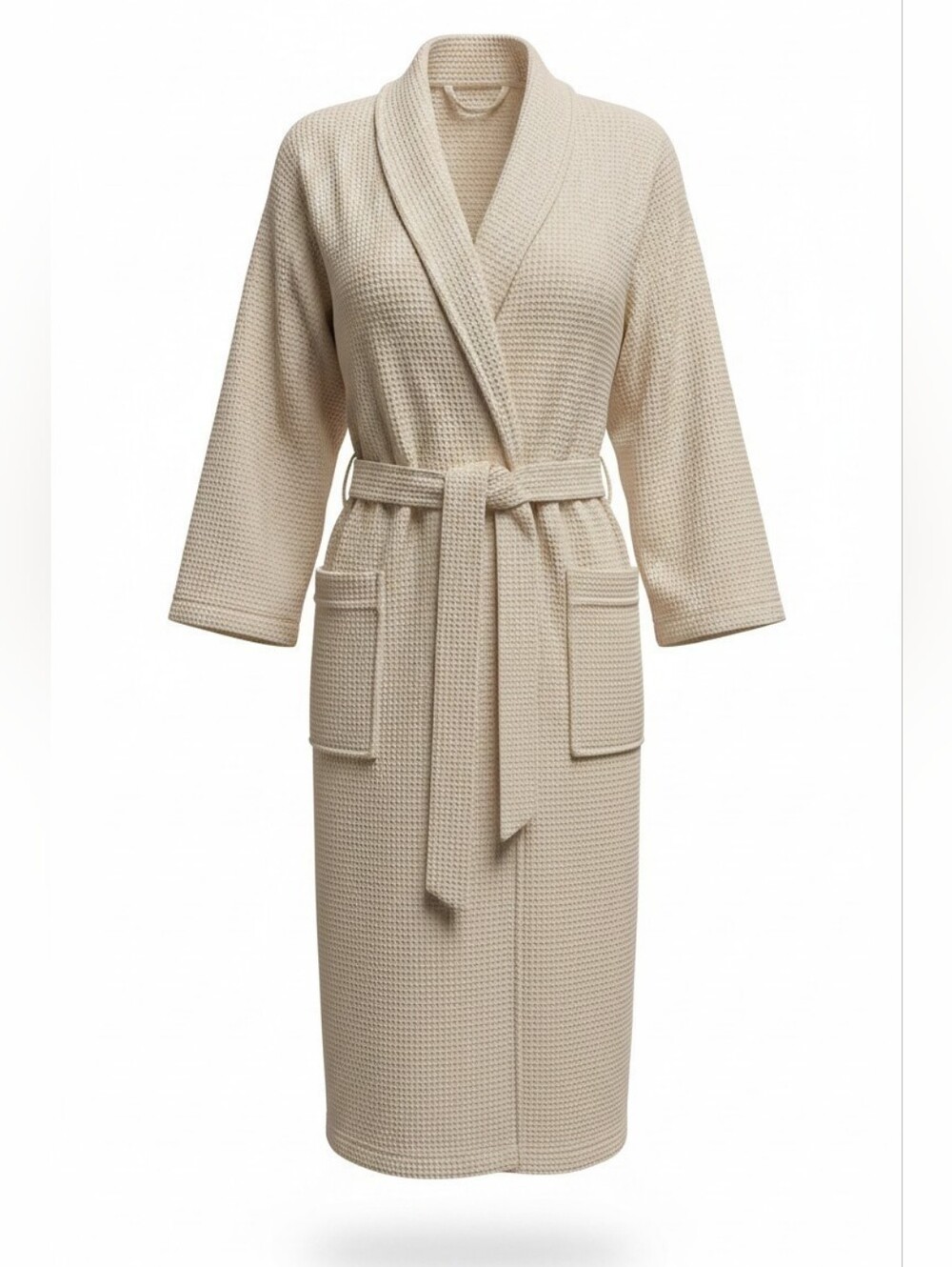 Line & Dot NWOT Women's Size L/XL Cream Waffle-Knit Robe